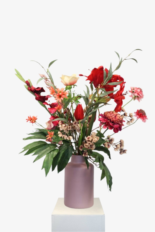 Kunstbloemen boeket Scarlet Charm medium