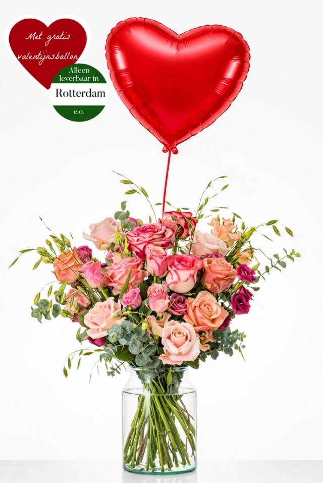 Roze rozen boeket - Valentijn